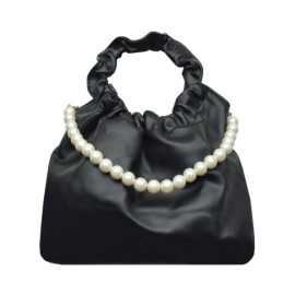 Bolsa Pliegues Negro con Perlas mod 10 0148