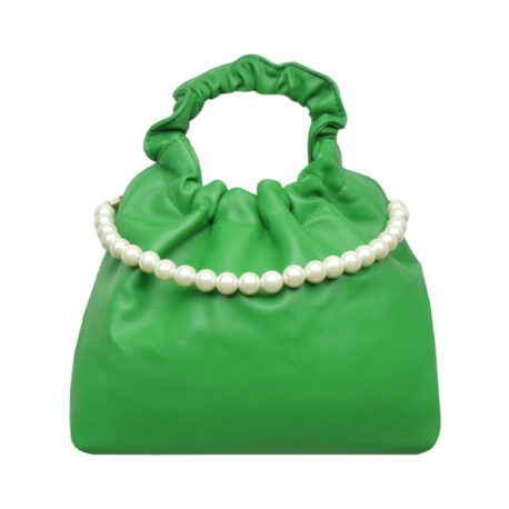 Bolsa Pliegues  Verde con Perlas mod 10 0148