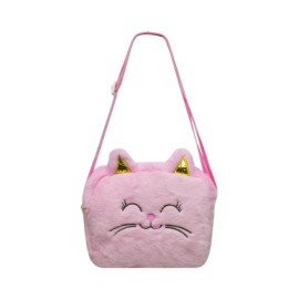 Bolsa CrossBody Peluche Gato Rosa Orejas Oro 10 0203