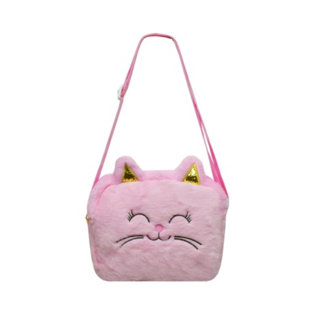 Bolsa CrossBody Peluche Gato Rosa Orejas Oro 10 0203